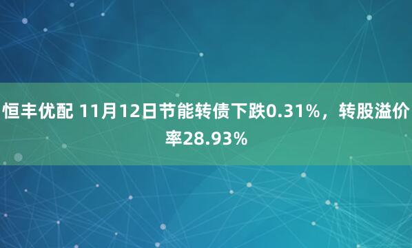 恒丰优配 11月12日节能转债下跌0.31%，转股溢价率28.93%